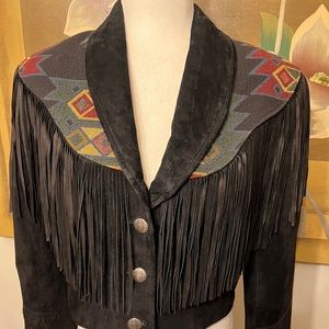 Black Fringe Pioneer Wear Suede Jacket made in the USA